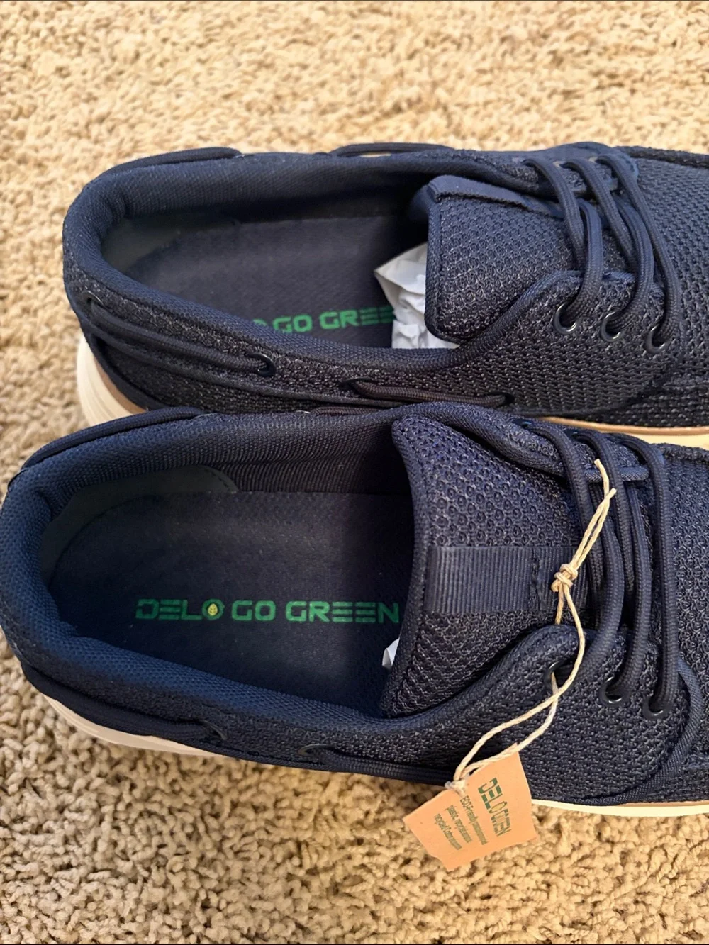 Men's Navy Casual Knit Deck Shoes- Delo Go Green size 9.5